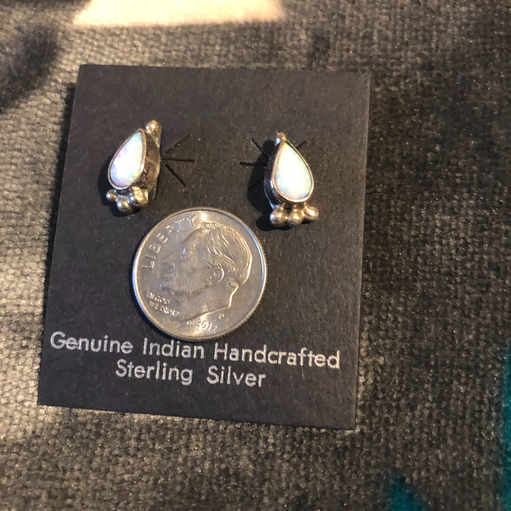 Navajo made small opal earrings